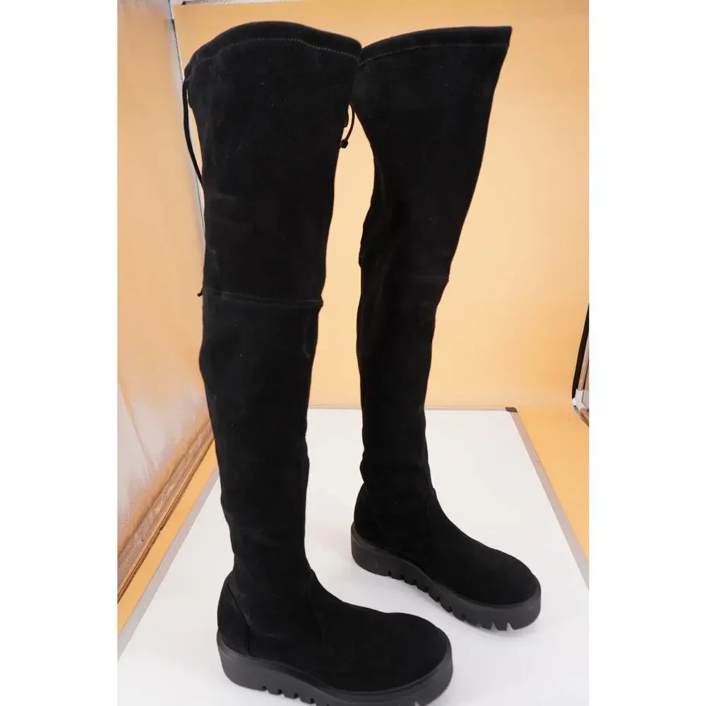 Stuart Weitzman Chalet City Lug Sole Over-the-Knee Boot SZ 6 Black Tie NIB $950